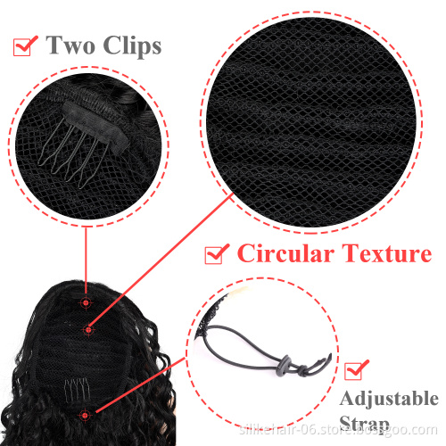 Silike 18 inchPuff Afro Kinky Curly Ponytail 120g/Pack Wrap Synthetic clip in Ponytail Hair Extensions Free Sample Hair Bundles